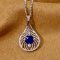 14k Gold 1.00 Ctw Vivid Blue Natural Sapphire & Diamond Pendant