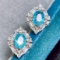 14k Gold 2.6 Ctw Natural Paraiba Tourmaline & Diamond Earrings