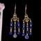 14k Gold 5.83 Ctw Vivid Blue Natural Sapphire & Diamond Earrings