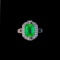 14k Gold 1.93 Ctw Vivid Green Natural Emerald & Diamond Ring