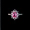 14k Gold 1.41 Ctw Natural Padparadscha Sapphire & Diamond Ring