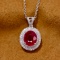 14k Gold 1.85 Ctw Vivid Red Natural Ruby & Diamond Pendant