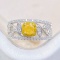 14k Gold 0.71 Ctw Natural Yellow Diamond & Diamond Ring