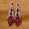 14k Gold 6.58 Ctw Vivid Red Natural Ruby & Diamond Earrings