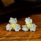 14k Gold 2.24 Ctw Natural Yellow Diamond & Diamond Earrings