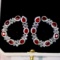 14k Gold 5.68 Ctw Vivid Red Natural Ruby & Diamond Earrings