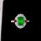 14k Gold 1.93 Ctw Vivid Green Natural Emerald & Diamond Ring
