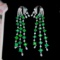 14k Gold 5.13 Ctw Vivid Green Natural Emerald & Diamond Earrings