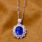 14k Gold 2.15 Ctw Natural Sapphire & Diamond Pendant