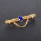 14k Gold 0.45 Ctw Vivid Blue Natural Sapphire & Diamond Brooch
