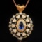 14k Gold 1.62 Ctw Natural Sapphire & Diamond Pendant