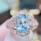14k Gold 2.64 Ct Natural Aquamarine & Diamond Ring