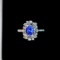 14k Gold 1.34 Ctw Vivid Blue Natural Sapphire & Diamond Ring