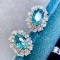 14k Gold 3.4 Ctw Natural Paraiba Tourmaline & Diamond Earrings