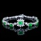 14k Gold 3.17 Ctw Vivid Green Natural Emerald & Diamond Bracelet