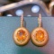 14k Gold 7.5 Ct Natural Partschinite & Diamond Earrings