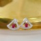 14k Gold 0.62 Ctw Vivid Red Natural Ruby & Diamond Earrings