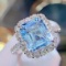 14k Gold 5.03 Ctw Natural Aquamarine & Diamond Ring