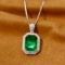 14k Gold 3.69 Ctw Vivid Green Natural Emerald & Diamond Pendant