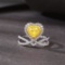 14k Gold 1.53 Ctw Natural Yellow Diamond & Diamond Ring