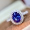 14k Gold 2.51 Ctw Vivid Blue Natural Sapphire & Diamond Ring