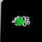 14k Gold 2.34 Ctw Vivid Green Natural Emerald & Diamond Ring