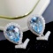 14k Gold 4.3 Ctw Natural Aquamarine & Diamond Earrings