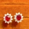 14k Gold 1.45 Ct Natural Ruby & Diamond Earrings
