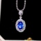 14k Gold 1.69 Ctw Natural Sapphire & Diamond Pendant