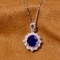 14k Gold 1.65 Ctw Vivid Blue Natural Sapphire & Diamond Pendant