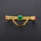 14k Gold 0.29 Ctw Vivid Green Natural Emerald & Diamond Brooch