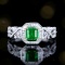 14k Gold 1.16 Ctw Vivid Green Natural Emerald & Diamond Ring