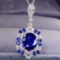 14k Gold 1.69 Ctw Natural Sapphire & Diamond Pendant