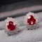 14k Gold 1.58 Ctw Natural Ruby & Diamond Earrings