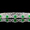 14k Gold 4.39 Ctw Vivid Green Natural Emerald & Diamond Bracelet