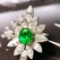 14k Gold 1.83 Ctw Vivid Green Natural Emerald & Diamond Ring