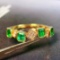 14k Gold 0.58 Ctw Vivid Green Natural Emerald & Diamond Ring