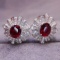 14k Gold 1.34 Ctw Natural Ruby & Diamond Earrings