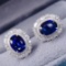 14k Gold 3.64 Ctw Natural Sapphire & Diamond Earrings