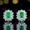 14k Gold 1.82 Ctw Vivid Green Natural Emerald & Diamond Earrings