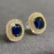 14k Gold 2.90 Ctw Natural Sapphire & Diamond Earrings