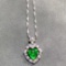 14k Gold 1.32 Ctw Vivid Green Natural Emerald & Diamond Pendant