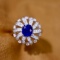 14k Gold 1.82 Ctw Vivid Blue Natural Sapphire & Diamond Ring
