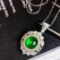 14k Gold 2.03 Ctw Vivid Green Natural Emerald & Diamond Pendant