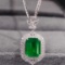 14k Gold 1.99 Ctw Vivid Green Natural Emerald & Diamond Pendant