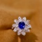 14k Gold 2.61 Ctw Vivid Blue Natural Sapphire & Diamond Ring