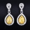 14k Gold 0.99 Ctw Natural Yellow Diamond & Diamond Earrings