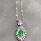14k Gold 1.57 Ctw Vivid Green Natural Emerald & Diamond Pendant