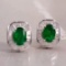 14k Gold 2.09 Ctw Vivid Green Natural Emerald & Diamond Earrings