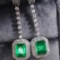 14k Gold 2.76 Ctw Vivid Green Natural Emerald & Diamond Earrings
